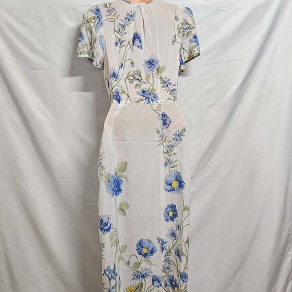 Alice McCall Floral Midi Dress Women Size 6 White Side Zip - Picture 8 of 15